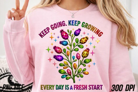 Glitter Keep Going PNG, Wildflower PNG Graphics for T-Shirt Designs