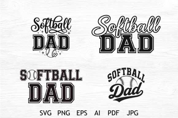 Softball Dad Bundle SVG Designs for Graphics and T-Shirt Designs