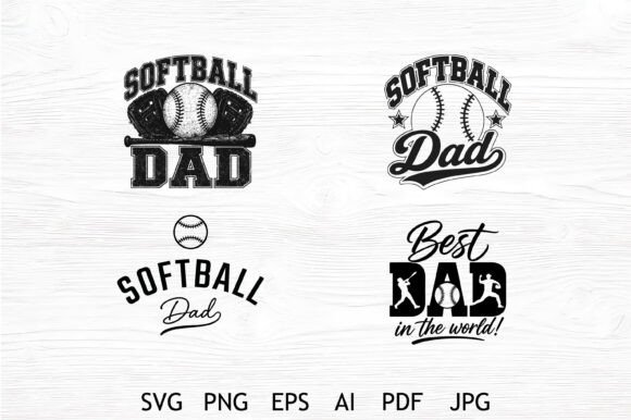 Softball Dad SVG Quote Bundle: Graphics for T-Shirt Designs